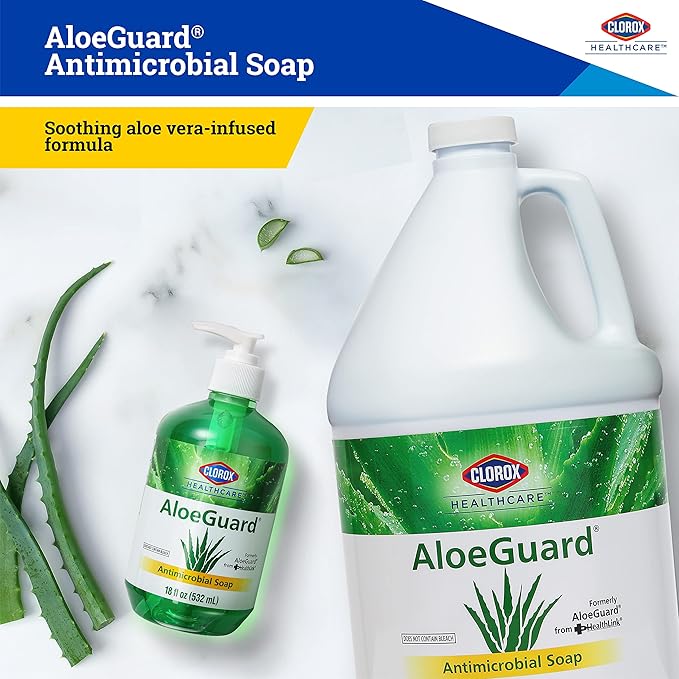 CLOROX Healthcare AloeGuard Antimicrobial Hand Soap for Healthcare Professionals - Liquid Hand Wash for Everyday Use with Aloe Vera to Soothe & Moisturize Hands, 128 Fl Oz - 4 Pack