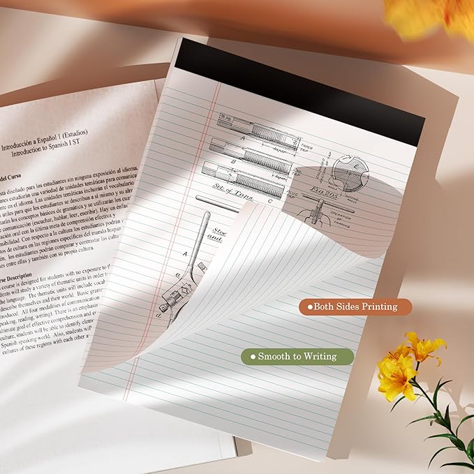24 Pack White Legal Pads 8.5 x 11 Writing Note Pads College Ruled Writing Pads 8.5 x 11, Lined Paper Pads, 30 Sheet/Notepad, 38 Lines Perforated Notepads 8.5 x 11'' for School, Home, Office