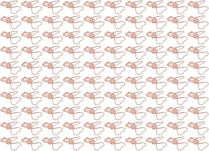 Clips in Assorted Sizes, Medium Metal Paper Clips, 100 Pcs Rose Gold - Strong Clamping Force, Hollow Heart Shape, Cute Office Document Accessories (Pink Gold)