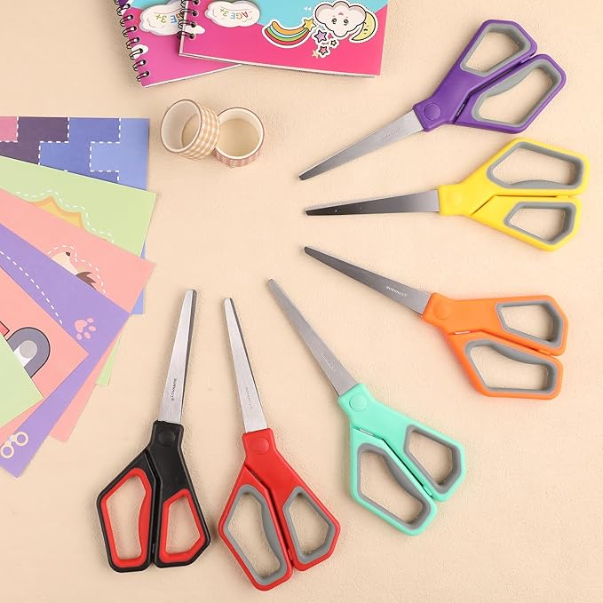 30Pack 8" Scissors All Purpose, Heavy Duty Scissors with Ultra Sharp Blades Comfort Grip Handles - For Office Home School Sewing Fabric Crafts, High/Middle School Student Teacher Scissor