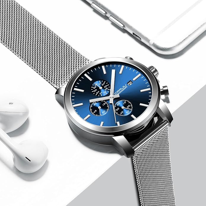 CRRJU Mens Stylish Casual Quartz Watches for Men Luxury Waterproof Calendar Chronograph Japan Movement Wristwatches