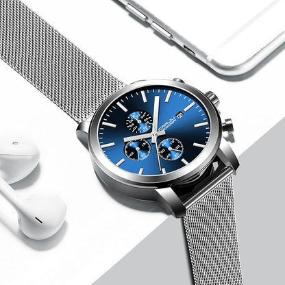 CRRJU Mens Stylish Casual Quartz Watches for Men Luxury Waterproof Calendar Chronograph Japan Movement Wristwatches
