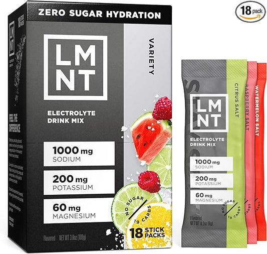 LMNT Zero Sugar Electrolytes - Variety Pack Bundle | Drink Mix | 18-Count