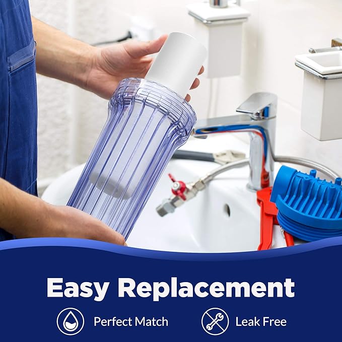 Membrane Solutions 10 Micron Sediment Water Filter Replacement Polypropylene Cartridge 10"x 2.5" for Whole House RO System, Compatible with Aqua-Pure AP110, GE FXUSC, WHKF-GD05, Culligan P5-6 Pack