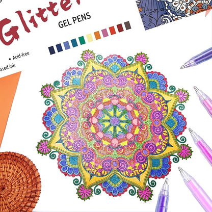 Gel Pen Glitter Gel Pens Fine Tip Pens with 150% More Ink for Adults Coloring Books Drawing Doodling Crafts Scrapbooks Bullet Journaling 48 Color