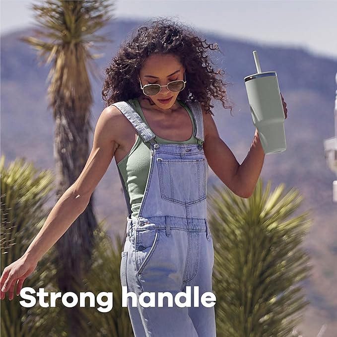 Hydro Flask 24 Oz Travel Tumbler with Handle, Lid and Straw - Insulated Stainless Steel in 24 Oz Glimmer Blue