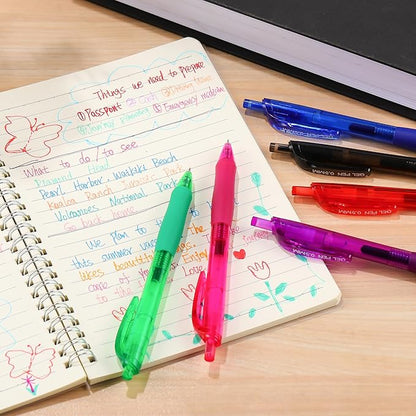 USUAL 12 Pack Retractable Gel Pens 0.5 mm,Multicolor Ink Pen Fine Point Quick Dry Smooth Writing Rollerball Pens,Writing Ballpoint Pens for Office School Supplies
