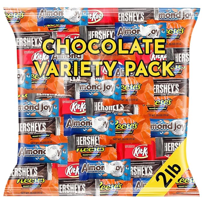 Chocolate Candy Variety Pack – 2 LB Snack Size Mix – Mini Bars, Peanut Butter Cups, Almond & Wafer Chocolates – Individually Wrapped Bulk Party Candy – Approx. 90 Count