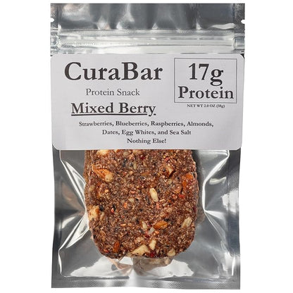CuraBar Protein Bars – Mixed Berry, 17g Protein, Low Carb, Gluten Free, Dairy Free, Healthy Snack, Seed Oil Free, No Artificial Ingredients, 12 Count