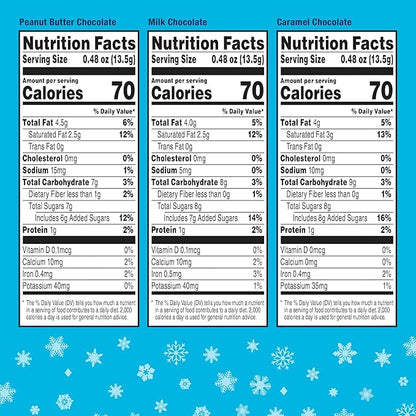 AWAKE - Caffeinated Chocolate Bites - 50mg Caffeine per bite - Winter Wake Up Variety Pack (3 Flavors), 50 Bites - Peanut Butter, Milk, & Caramel - Energy Bites - Coffee Alternative - Fairtrade, Gluten Free, Non GMO - 0.48oz each