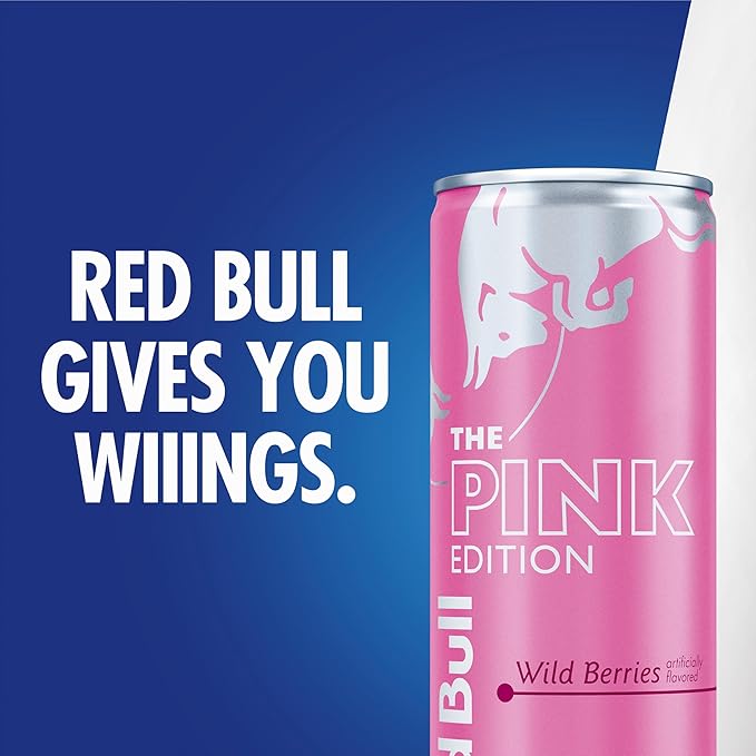 Red Bull Wild Berries, Pink Edition, with 80mg Caffeine plus Taurine & B Vitamins, 8.4 Fl Oz, Pack of 4 Cans
