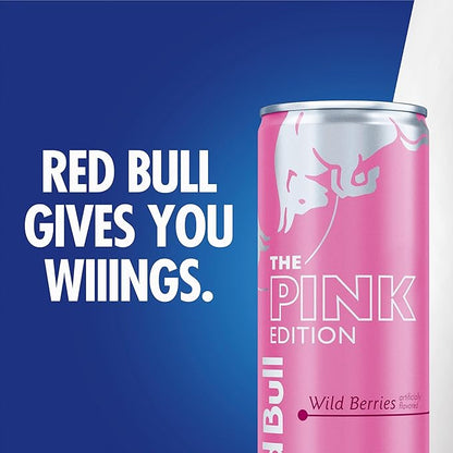 Red Bull Wild Berries, Pink Edition, with 80mg Caffeine plus Taurine & B Vitamins, 8.4 Fl Oz, Pack of 4 Cans
