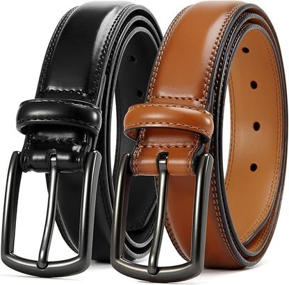 CHAOREN Leather Dress Belt Men 2 Pack - 1 3/8" Mens Belts for Work Business Casual Jeans