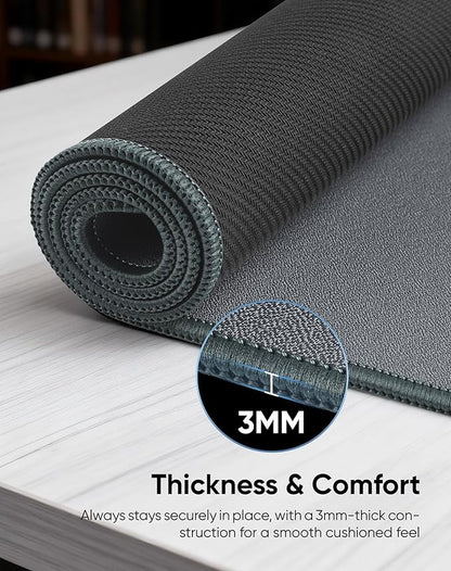 Waterproof Large Gaming Mouse Pad with Durable Stitched Edges, Non-Slip Rubber Base, Grainy Jacquard Mouse Mat Desk Pad for Home Office Gaming, 35.4''x15.7''x0.12'', Matte Gray