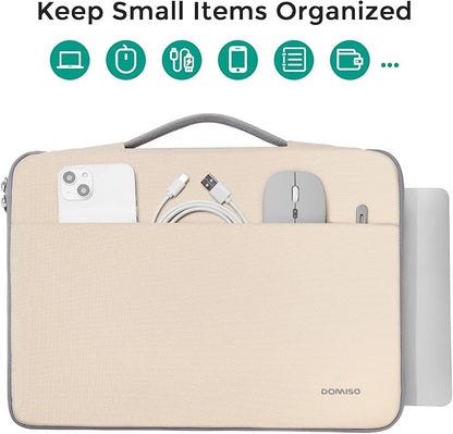 DOMISO 15.6 inch Laptop Case Sleeve Protective Cover Compatible with 16 inch MacBook Pro M4 M3 M2/Pro Max,15.6-16 inch HP Dell ASUS Lenovo Chromebook,Waterproof Computer Cases Bag with Handle,Beige