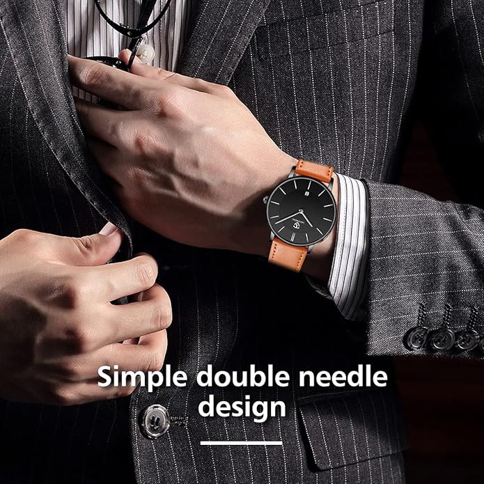 BEN NEVIS Watch, Mens Watch, Minimalist Fashion Simple Wrist Watch Analog Date with Leather Strap