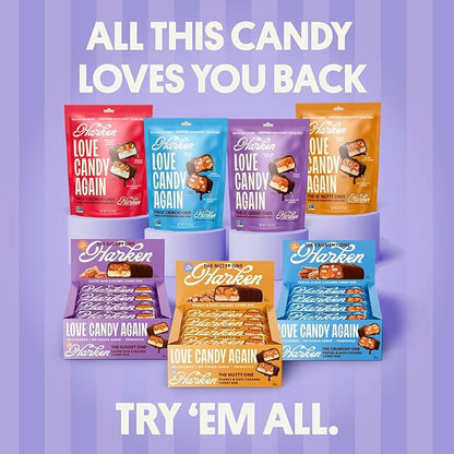 Harken Sweets The Lil’ Gooey Ones, Mini Oat Milk Chocolate Candy Bars with Date Caramel, Sweetened with Dates, No Sugar Added, High Fiber, Nut-Free, Gluten-Free, Plant-Based, 6 Pouches (30 Bars)