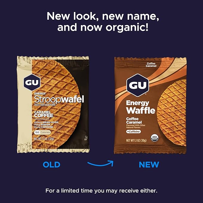 GU Energy Stroopwafel Caramel Coffee Sports Nutrition Waffle, Caffeine Included, and Kosher Dairy, On-The-Go Energy for Any Workout, 16 Count