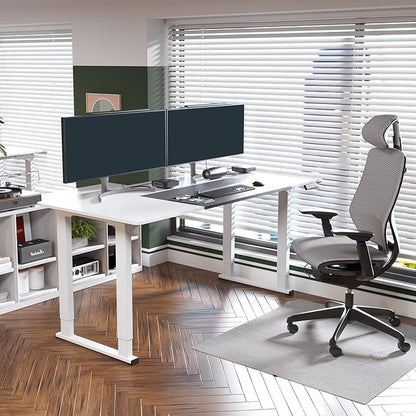 SANODESK 4-Leg Standing Desk, Electric Height Adjustable Desk with Memory Presets for Home Office, Stand up Desk Computer Workstation, 71x32 Inches White