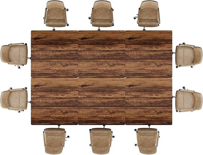 Tribesigns 31.5" Square Conference Table Set of 6, 8 ft Industrial Office Meeting Table for 8-10 People, Business Podcast Furniture with Metal Base for Small Spaces, Office Conference, Brown & Black