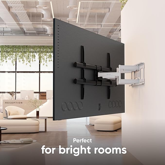 ONKRON Full Motion TV Wall Mount for 42-120 Inch Screen up to 220 lbs, Large Heavy Duty TV Mount Extending, VESA 200x100-1000x600, Tilt and Swivel Television Mount Bracket, Black-White