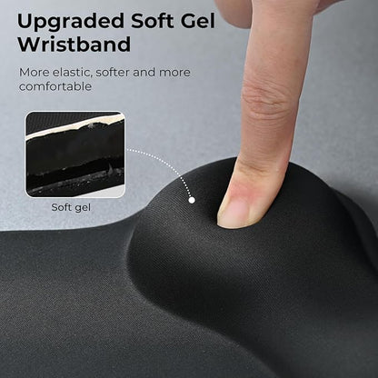 EooCoo Mouse Pad with Contoured Wrist Support to Stabilize Wrist and Relieve Pain, Large Ergonomic Mousepad with Gel Filling, Non Slip PU Base Smooth Lycra Surface for Office, Home