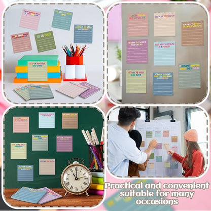 Yinder 24 Pcs Inspirational Sticky Notes Christmas Stocking Stuffers Motivational Sticky Notes Pad Employee Appreciation Gift Bulk for Teacher Nurse Coworker Office 3 x 3'' (Health,Morandi Color)