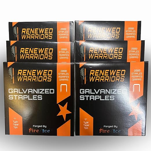 T50 Galvanized Staples – Heavy Duty 3/8" Crown, 1/2" Inch Leg Length – Fits All T50 Staple Guns – Forged in Fire & Ice (6) 2000 Packs or 12000
