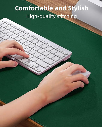 Leather Desk Pad Protector,Desk Mat,Large Mouse Pad, Non-Slip Desk Pad, Waterproof PU Leather Desk Blotter Mat, Desk Cover for Office and Home (Green, 36" x 17")