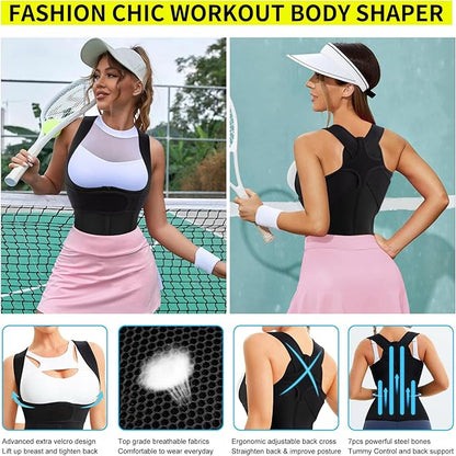 URSEXYLY Back Brace For Women Waist Trainer Vest Back Straightener Adjustable Posture Corrector Spinal Neck Shoulder Support