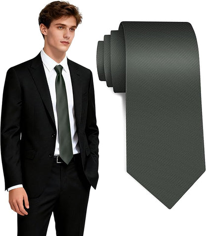 Fineknot Black Ties for Men, Formal Neckties for Men, Solid Color Mens Ties for Business, Wedding, Party, Mens Neck Tie