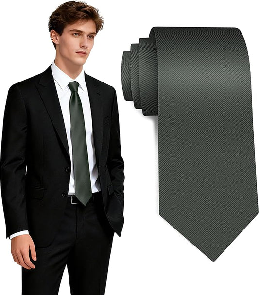 Fineknot Black Ties for Men, Formal Neckties for Men, Solid Color Mens Ties for Business, Wedding, Party, Mens Neck Tie