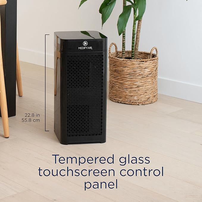Medify MA-40 Air Purifier with True HEPA H13 Filter | 1,793 ft² Coverage in 1hr for Wildfires Smoke, Odors, Pollen, Pets |Removal to 0.1 Microns | Black, 2-Pack