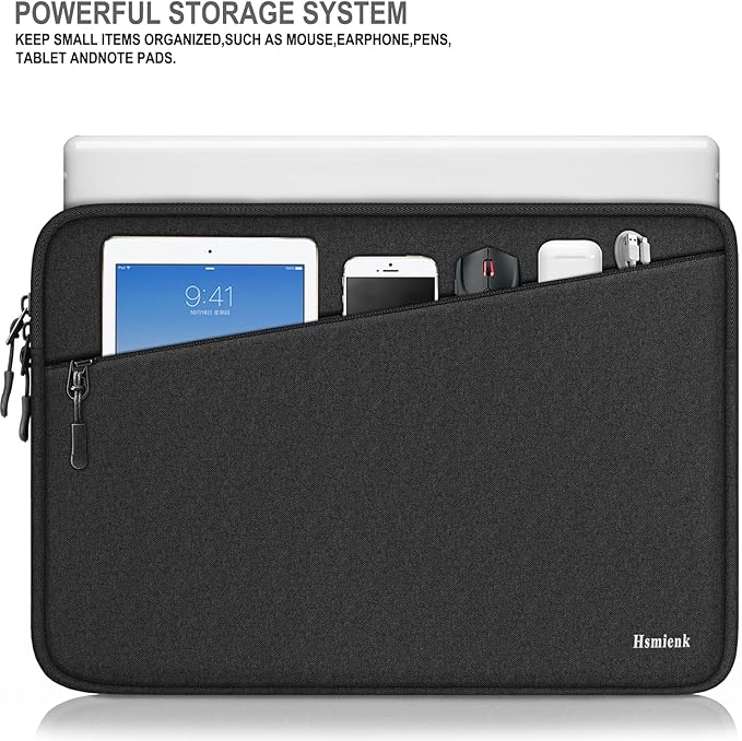 Laptop Sleeve Case 14 inch, Traveling Water Resistant Carrying Notebook Bag with Pocket, Shockproof Protective Laptop Cover Compatible for 14 Inch MacBook Air/Pro, HP, Lenovo, Dell, ASUS, Acer, Black