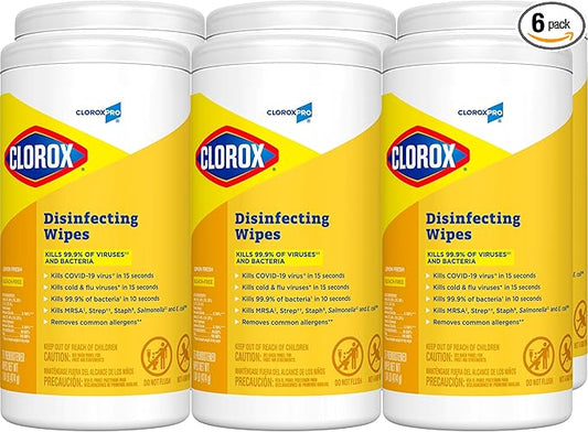 CloroxPro Clorox Disinfecting Wipes, Lemon Fresh, 75 Count, Pack of 6 (Package May Vary)