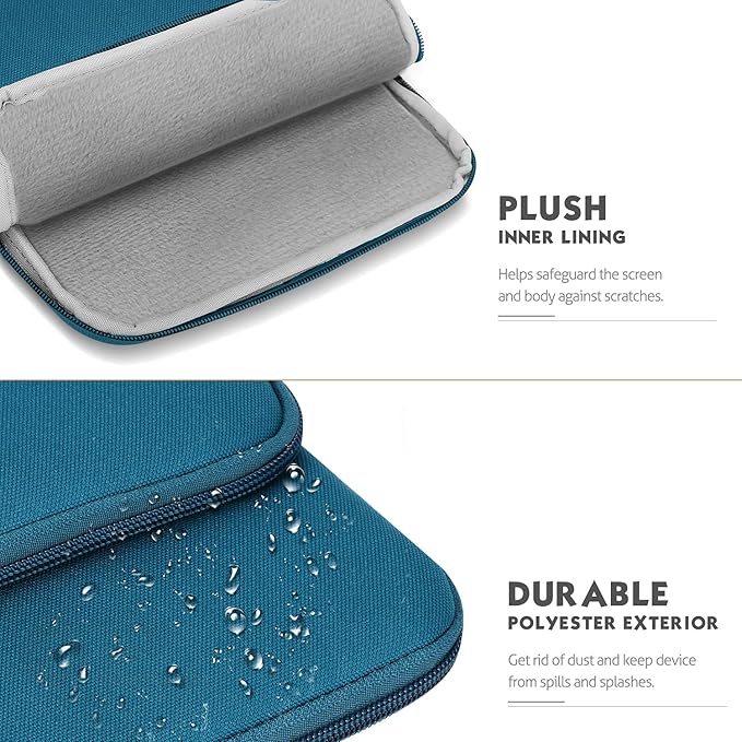 MoKo 12.9 Inch Tablet Sleeve Bag Carrying Case with Pockets Fits 13 Inch New iPad Pro M4 & Air M2 2024, iPad Pro 12.9 M2&M1, Surface Laptop Go 12.4", Galaxy Tab S8+/S9+ 12.4", Peacock Blue