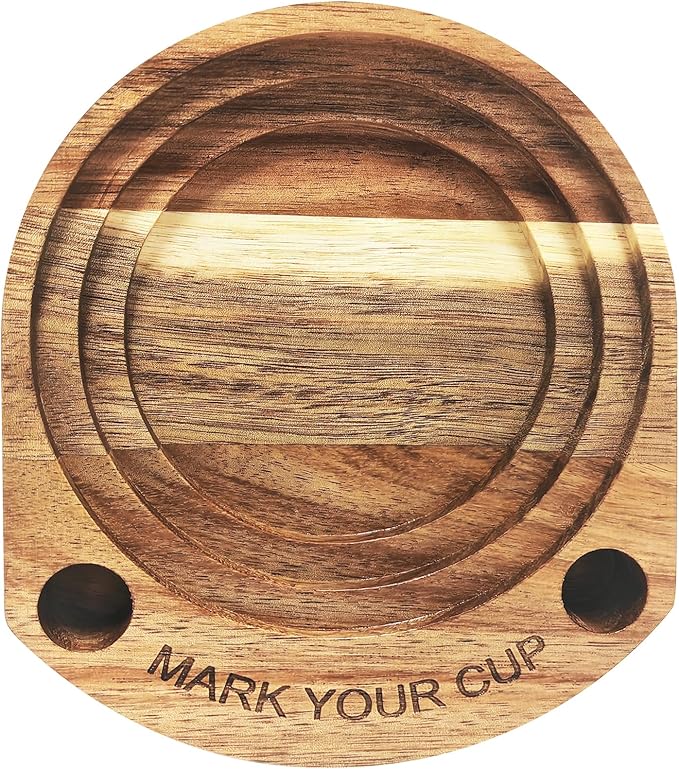 Party Cup Holder with Marker Slot, Acacia Wood Bathroom Cup Dispenser Mark Your Cup and Drink Up, Hosting Essential to Prevent Mix-Ups & Mark Your Cup for Birthdays, BBQs, Holiday Events