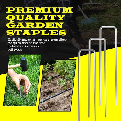 75 Pack x 6 Inch Landscape Staples Galvanised, Fabric Pins, 11 Gauge, Garden Staples, Tent Stakes, Fabric Pins for Lawn, Fence, Tent, Decoration, Weed Barrier, Outdoor. (75 x 6in)