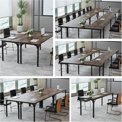 78.7 Inches Extra Long Desk,6.5ft Office Table with Flexible Configuration,Large Computer Table with Adjustable Footpads,Stable Structure,Standing Desk for 2 Person (Brown)