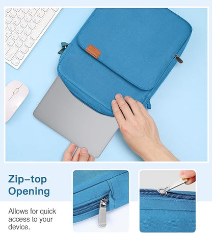 MoKo 13.3-14 Inch Laptop Sleeve Bag Fits MacBook Pro M3/M2 14" 2023, MacBook Pro 13" M2, New MacBook Air 13.6" M3/M2 2024/2022,Tab S8 Ultra 14.6",Handle Carrying Case with Shoulder Strap, Peacock Blue