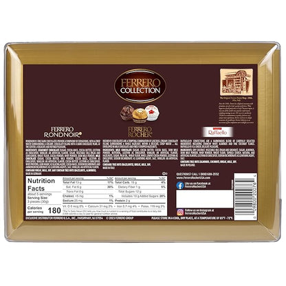 Ferrero Collection, 16 Count, Premium Gourmet Assorted Hazelnut Milk Chocolate, Dark Chocolate and Coconut, Mother's Day Gift, 6.1 oz (Pack of 5)
