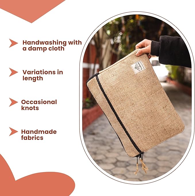 Natural Laptop Sleeve – Durable 14-Inch Laptop Cover with Zipper, Lightweight Water-Resistant Case for Travel & Work