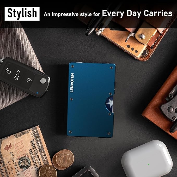 Upgraded Hinged Minimalist Wallet for Men | Slim Metal RFID Blocking Wallet | Credit Card Holder & Money Clip Holds 20 Cards | Premium Scratch-Resistant Finish | Ideal Gift for Men