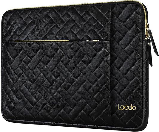 Lacdo 14 Inch Laptop Sleeve Case for HP Lenovo Dell ASUS Acer Chromebook 14 / HP Stream 14 / Dell Inspiron 14 / Lenovo IdeaPad 14 / Acer Spin/ASUS ZenBook Computer Bag Water-Resistant, Elegant Black