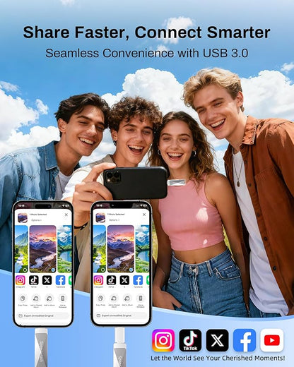 64GB USB 3.0 Flash Drive, Speederlash Dual USB A & Type-C Thumb Drive, 200MB/s Read Speed, Swivel Metal Housing 2-in-1 Memory Stick for Android Phones, Tablets, Laptops, and PCs
