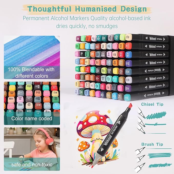 Alcohol Markers, 120 Colors Dual Tip Permanent Art Markers, Drawing Marker, Coloring Marker for Book Painting Card Making for Adults Kids.