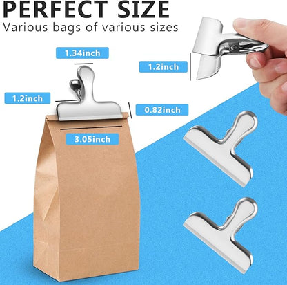 Chip Clips, 8 Pack Stainless Steel Chip Clips, Chip Clips Bag Clips Food Clips, Bag Clips for Food, Clips for Food Packages, Chip Bag Clips - Air Tight Seal, Heavy Duty Snack Clips Kitchen Clips
