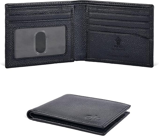 Oak Leathers Slim Leather Wallet for Men - RFID Wallets Credit Card Holder Ultra Thin Gift for Mens, Front Pocket Minimalist Design