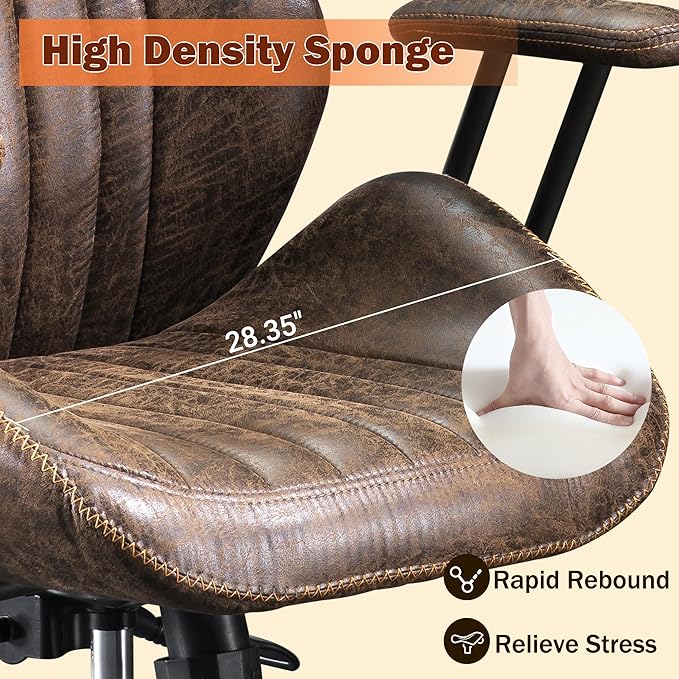 Ergonomic Executive Office Chair with Lumbar Support, Adjustable Height Home Office Desk Chair with Armrests, High Back Padded Headrest Office Chair, Rolling Swivel Computer Gaming Chair,Dark Brown