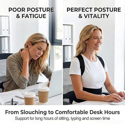Full Back Posture Corrector for Women & Men – Pull-Back System Posture Brace – Wide Soft Straps, Breathable Mesh, Adjustable Support for Slouching, Rounded Shoulders & Upper Spine Pain Relief